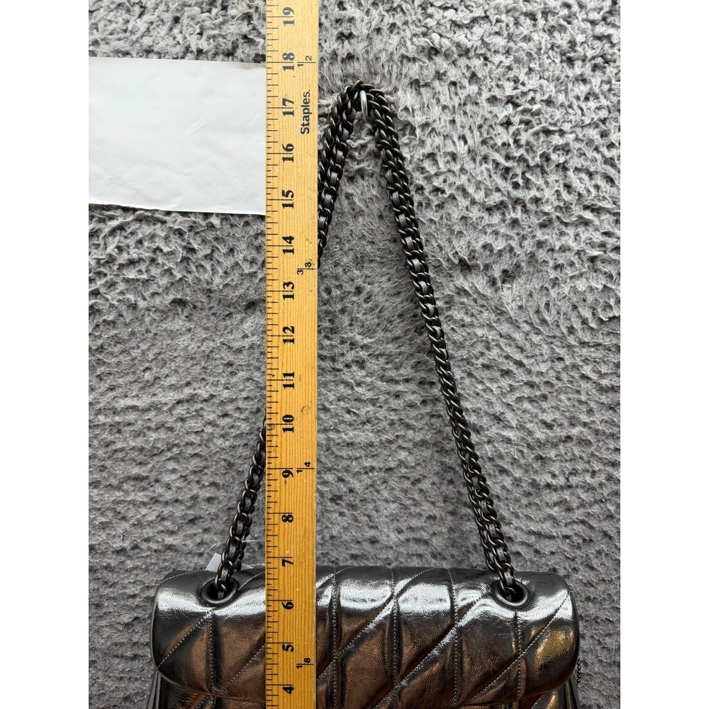 NWD Coach Quilted Metallic Leather Tabby Shoulder Bag 26 Anthracite Black - Picture 10 of 12